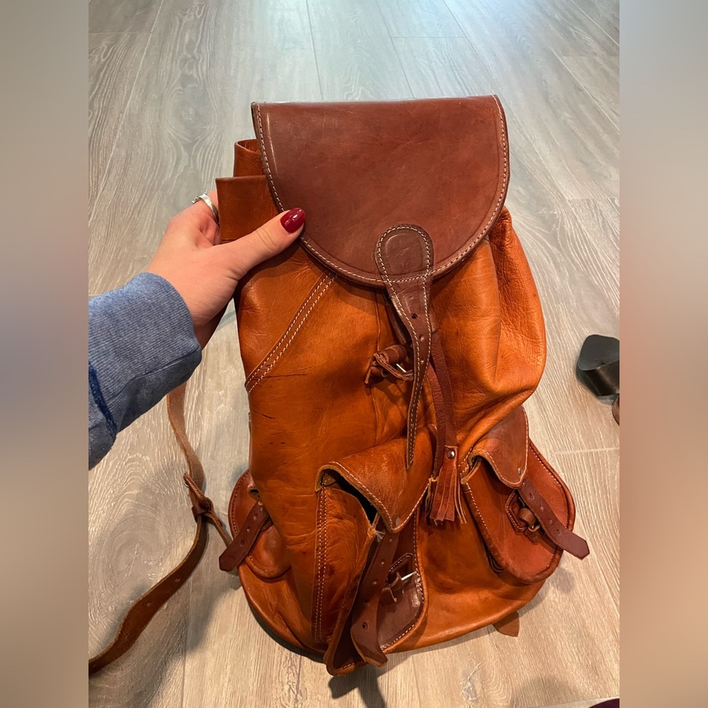 Leather handmade backpack from Guatemala